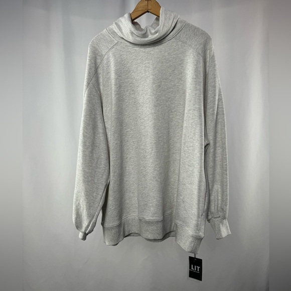 NWT Lit Whisper Oversized Turtleneck Sweatshirt in Heather Grey Size Small - Picture 1 of 10